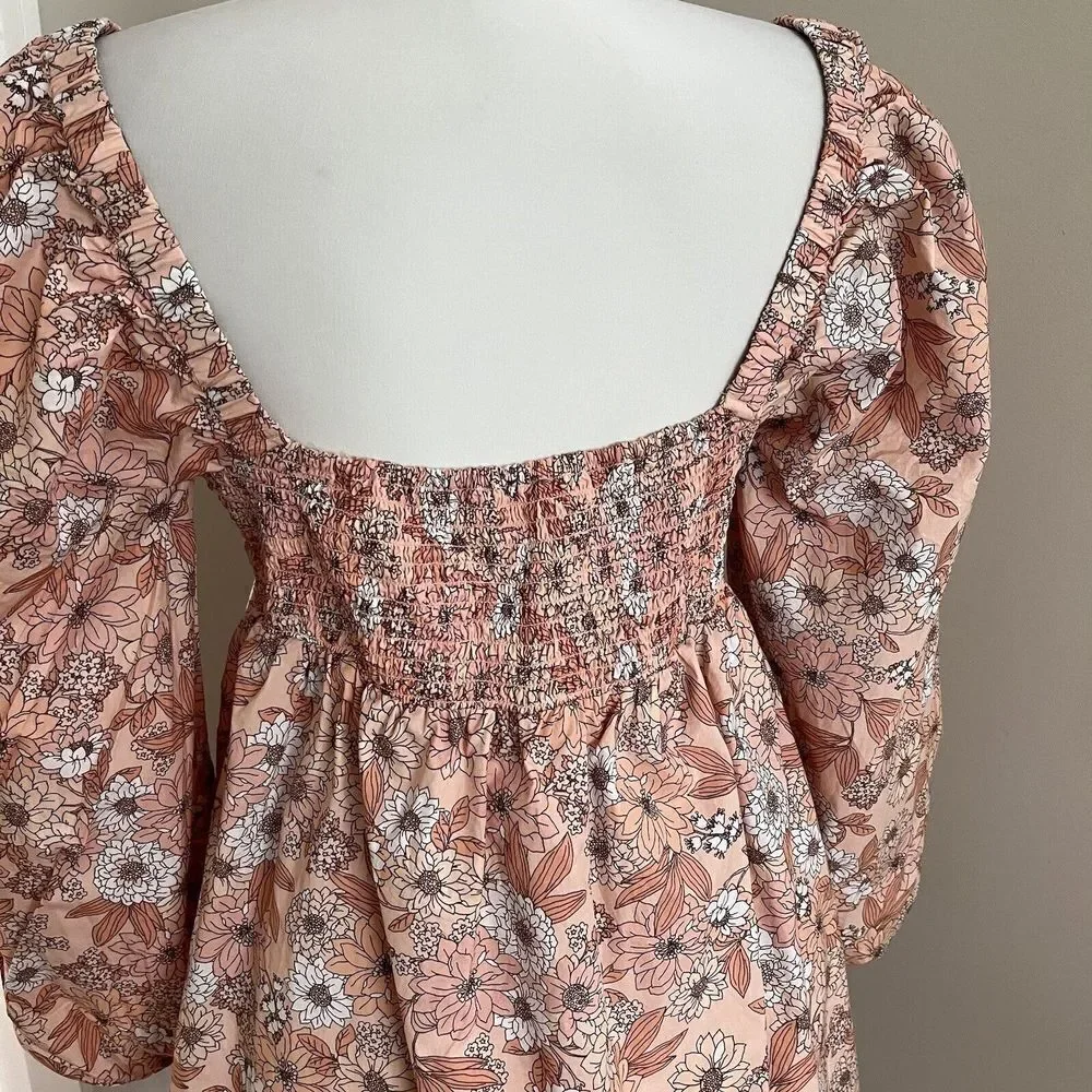 J Crew Babydoll Zinnia Floral mini Dress M cottagecore